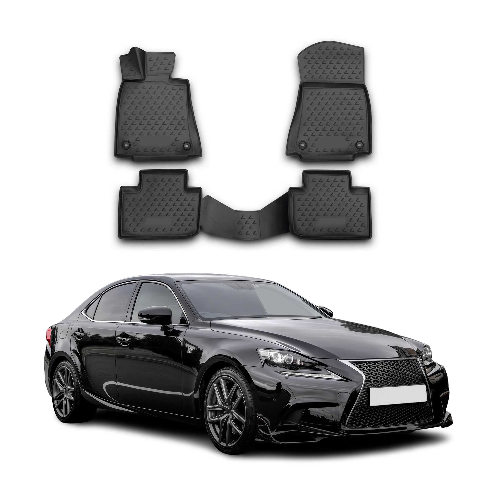 OMAC Alfombrillas De Coche para Lexus IS250 2013-2021 Negro Goma TPE 4Pza