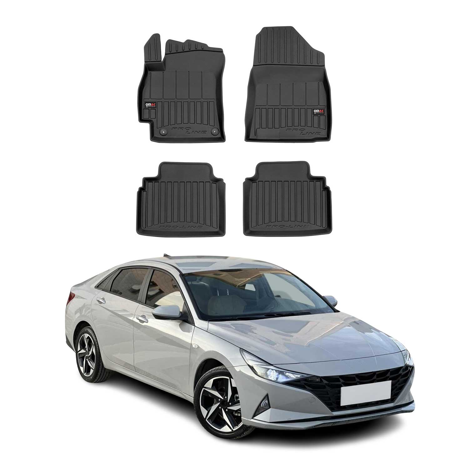 OMAC Premium Alfombrillas De Coche para Hyundai Elantra Sedán 2021-2026 Goma 4x