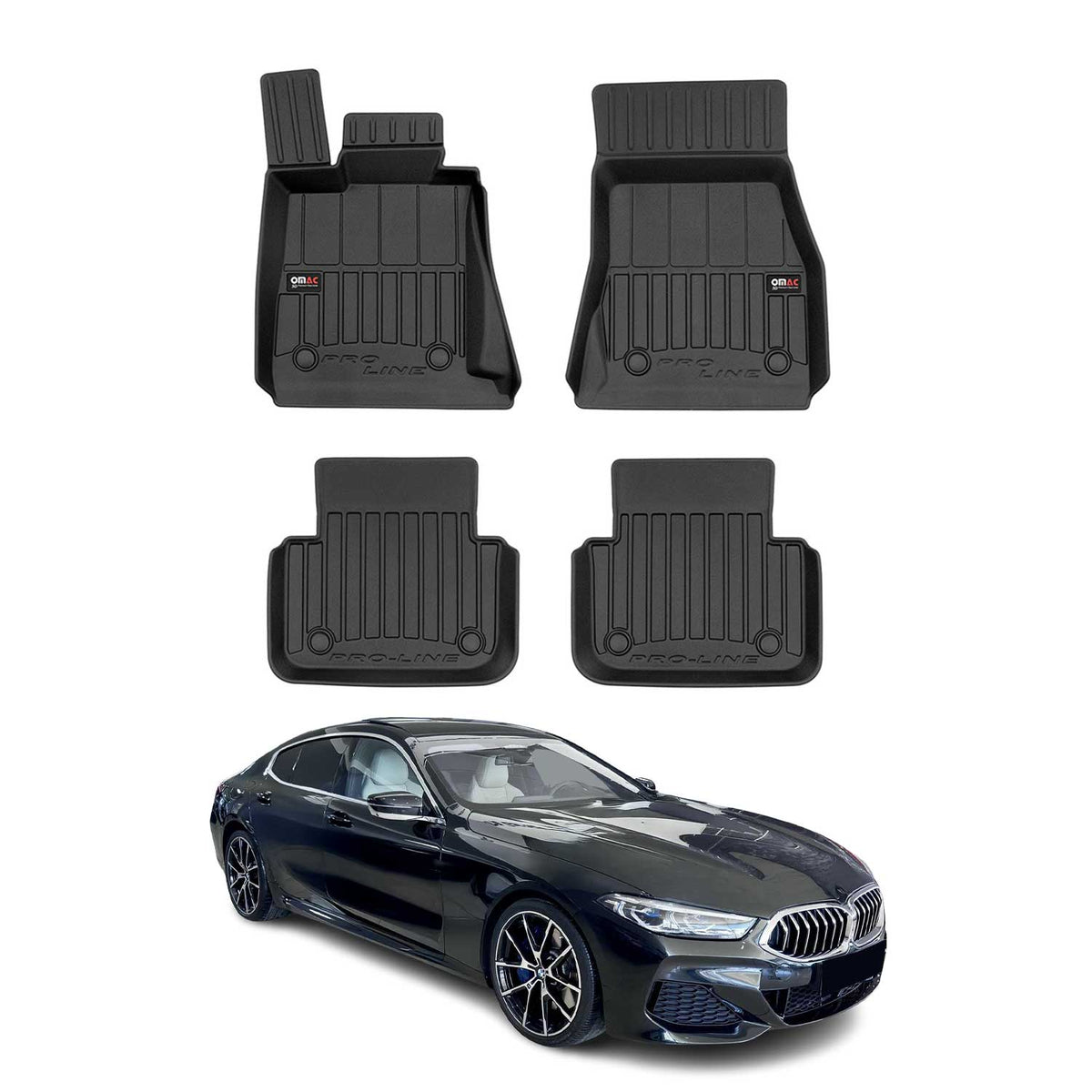 OMAC Premium Alfombrillas Coche para BMW Serie 8 Gran Cupé G16 2019-2025 TPE 4x
