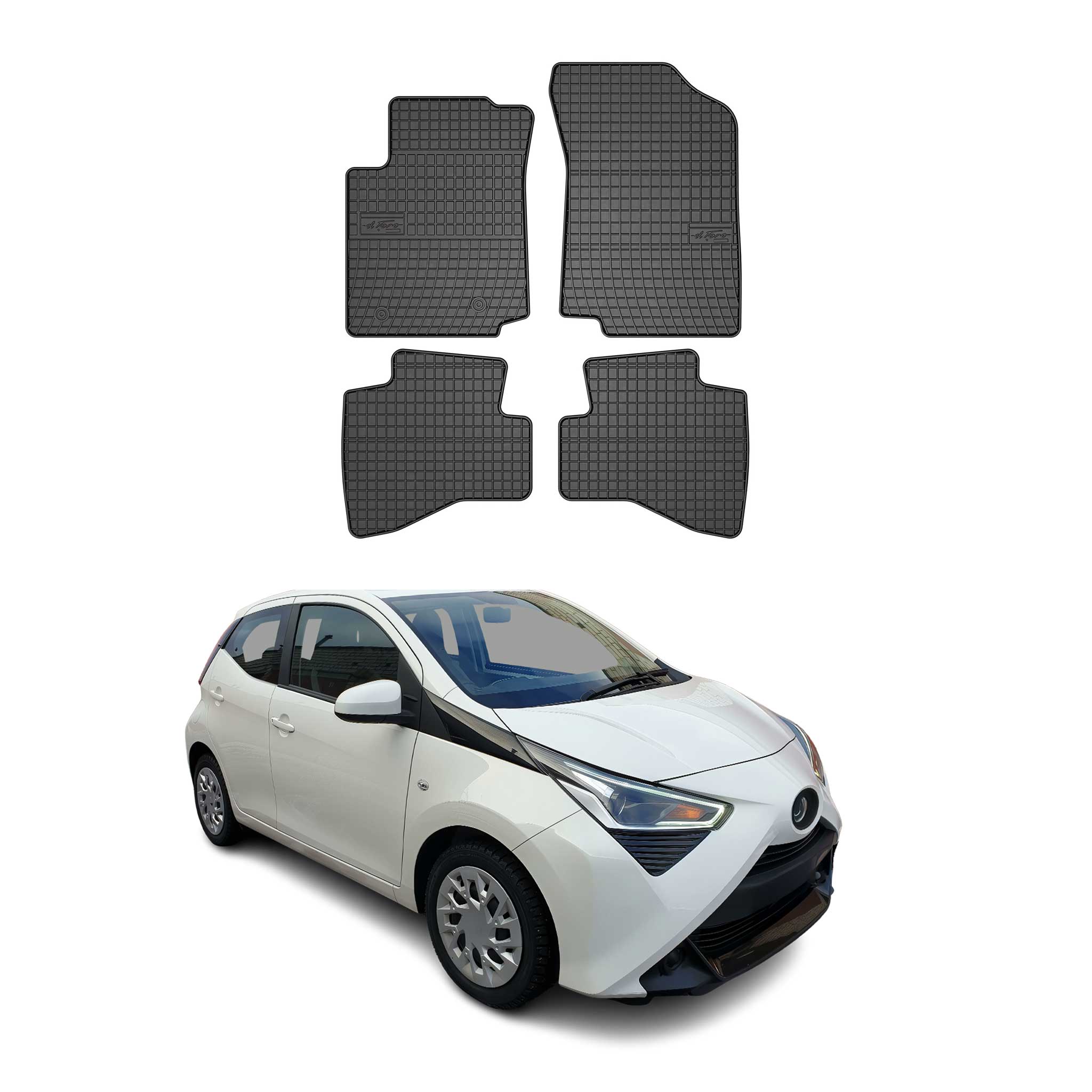 OMAC Alfombrillas De Coche para Toyota Aygo 2014-2022 Negro Goma TPE 4Pza