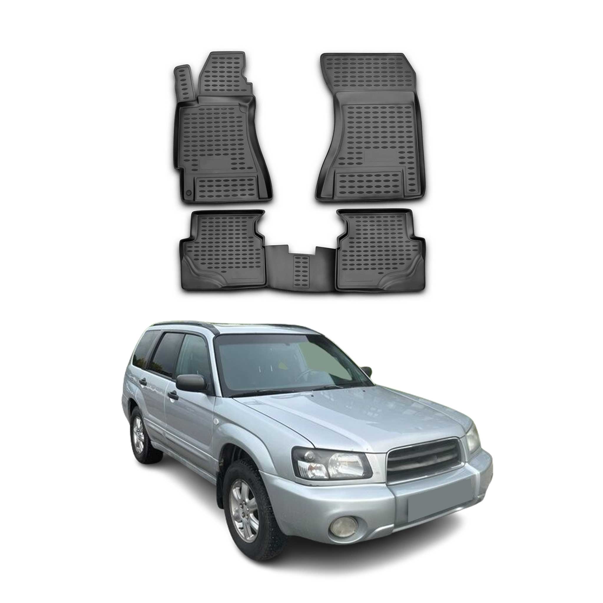 OMAC Alfombrillas De Coche para Subaru Forester 2002-2008 Negro Goma TPE 4Pza