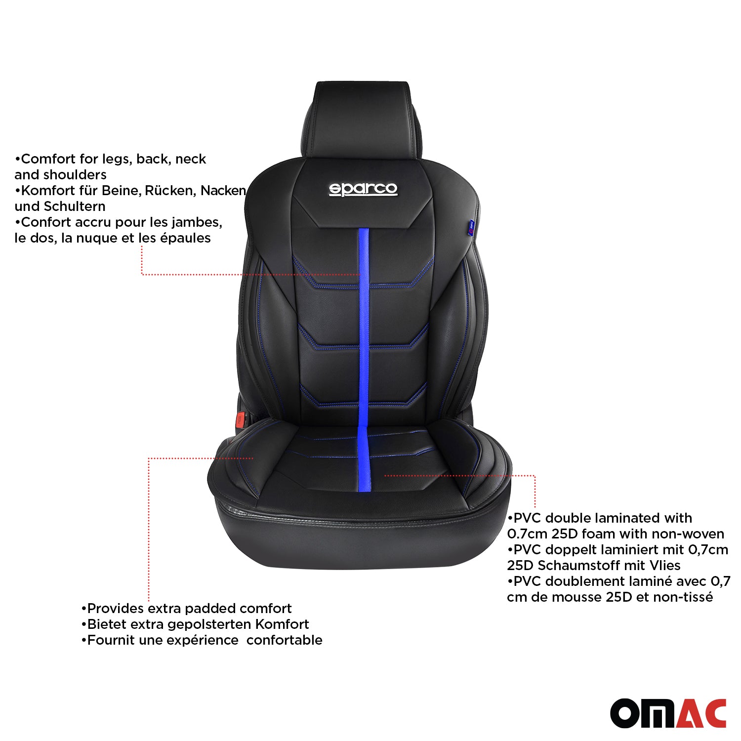 Sparco Funda de Asiento para Automóvil Universal Negro Azul