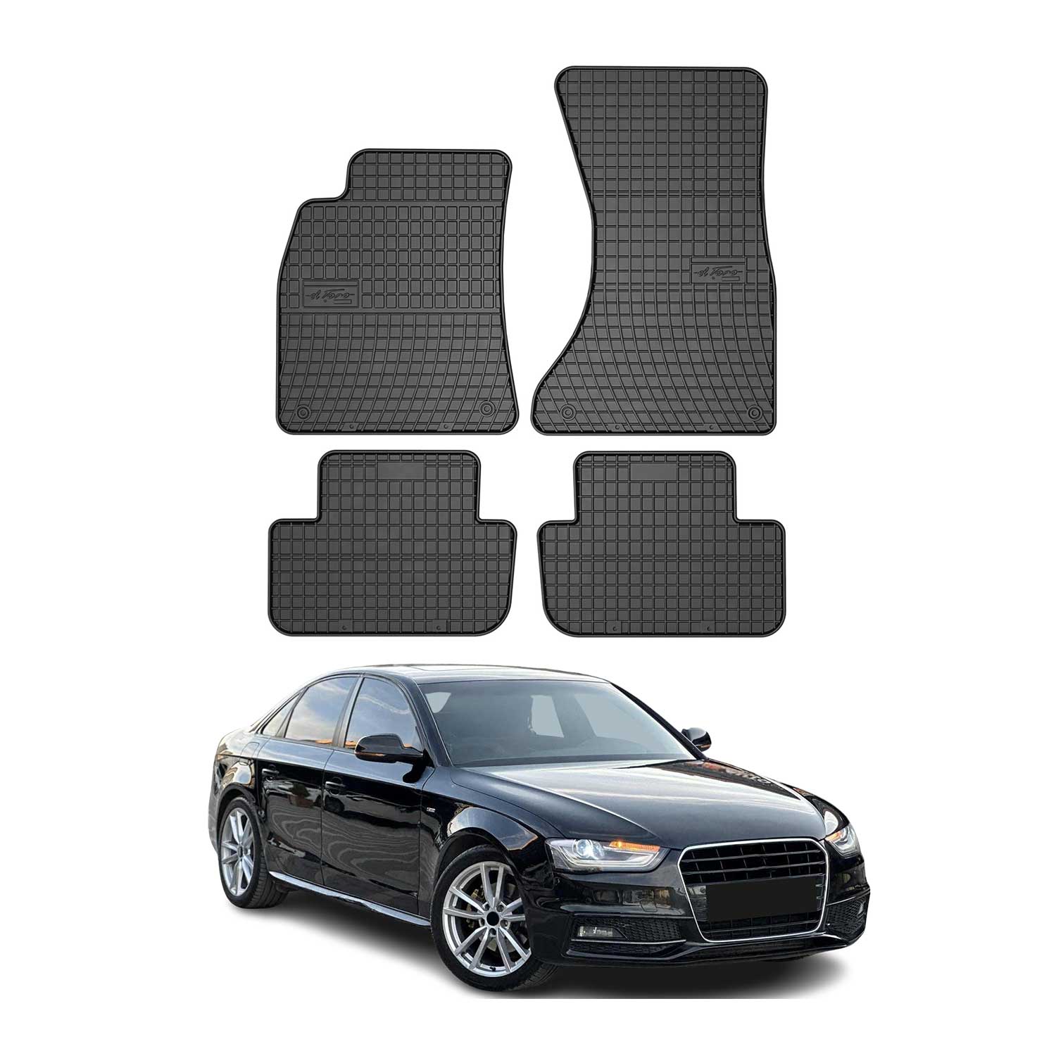 OMAC Alfombrillas Coche para Audi A4 B8 Sedán Familiar Allroad 2007-2016 Goma 4x