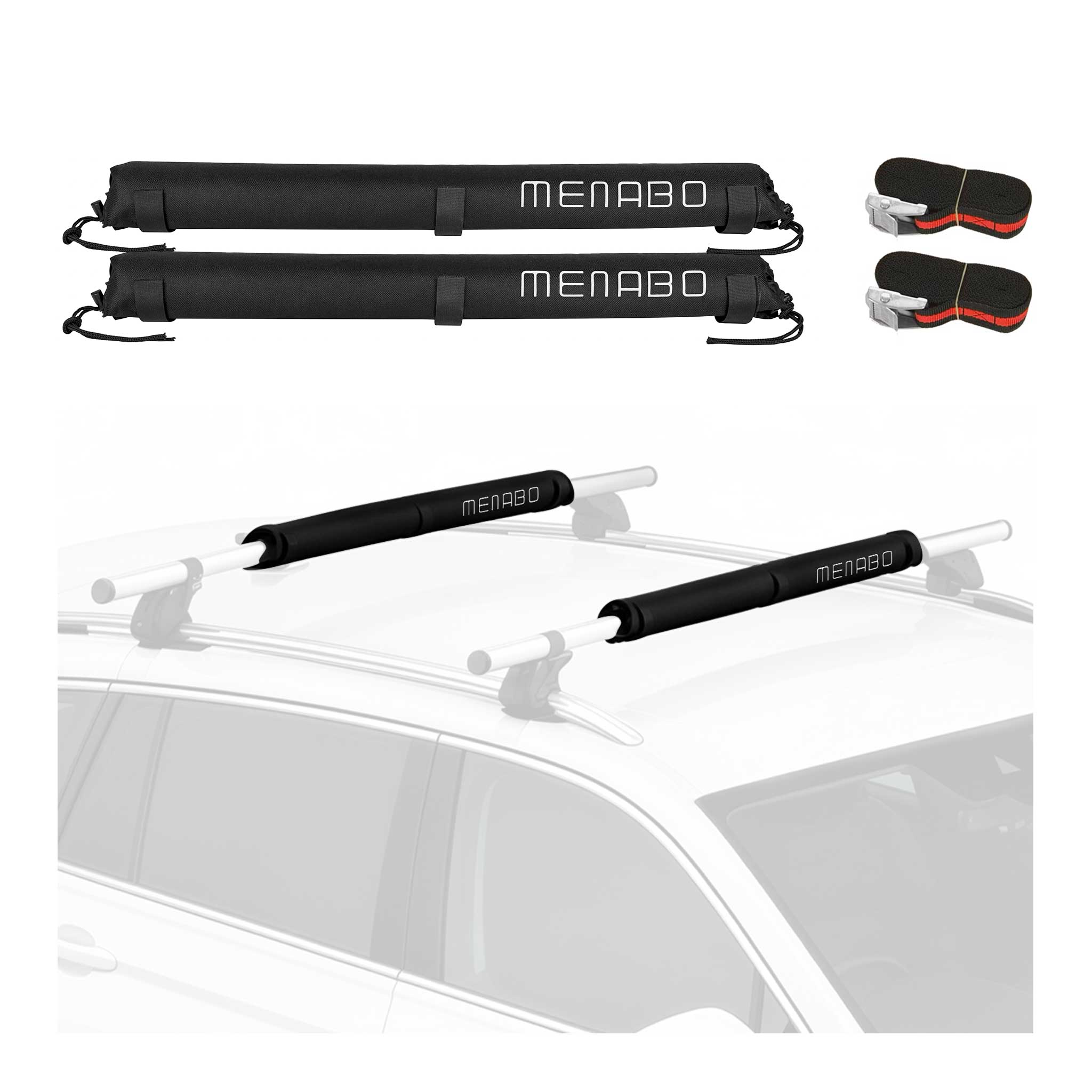 Menabo Soporte para windsurf para Barras de Techo Universal Negro Poliéster