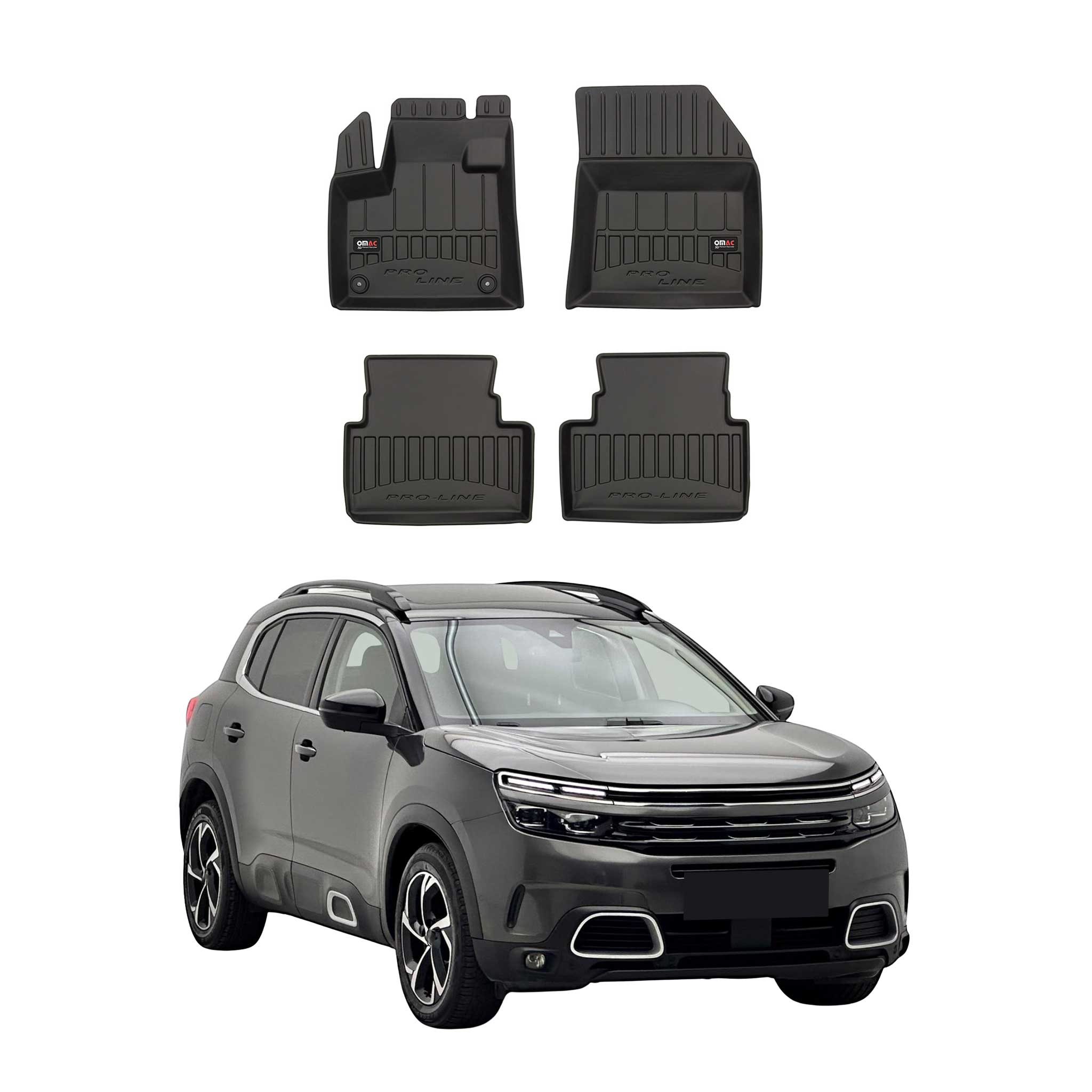 OMAC Premium Alfombrillas De Coche para Citroen C5 Aircross 2018-2025 Goma 4x