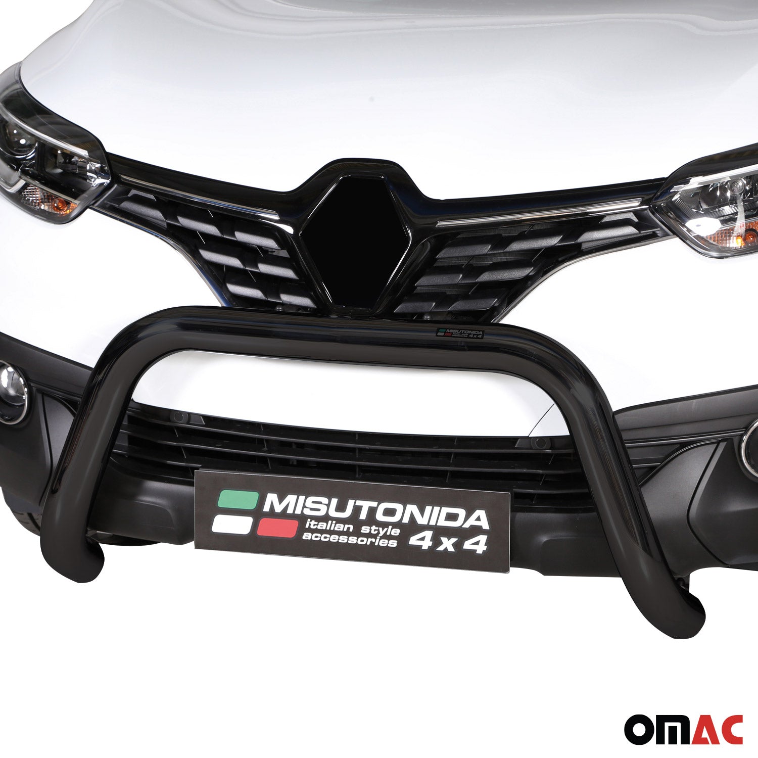 Bull Barra Frontal para Renault Kadjar 2015-2018 Negro Brillante Acero 1Pza
