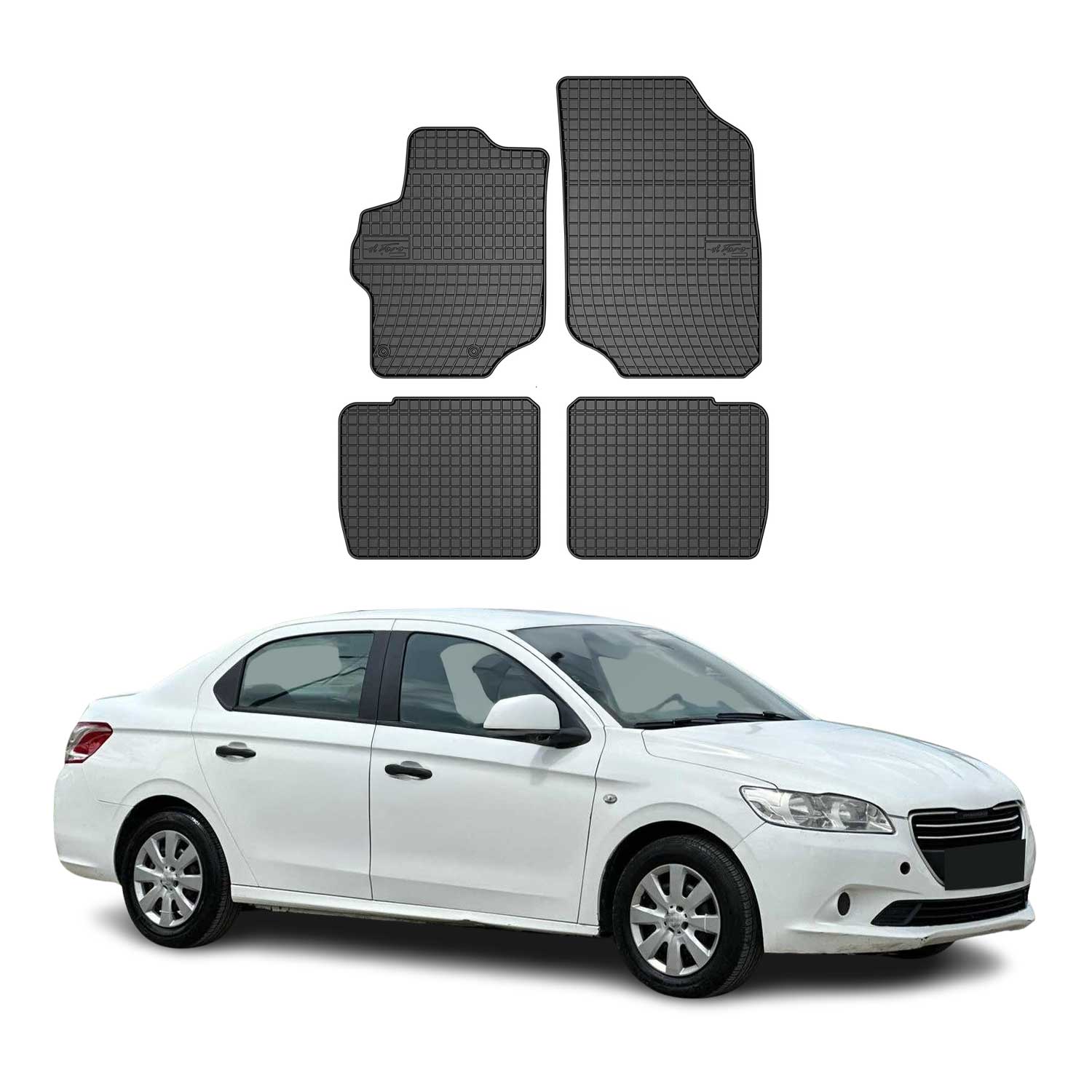 OMAC Alfombrillas De Coche para Peugeot 301 2012-2019 Negro Goma TPE 4Pza