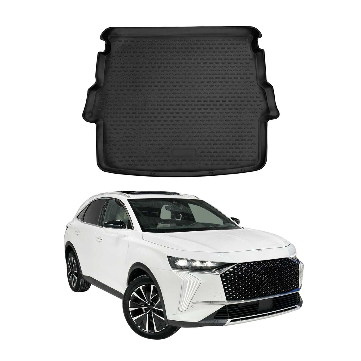 OMAC Bandeja Maletero Alfombrilla para DS 7 Crossback 2018-2021 Negro Goma TPE