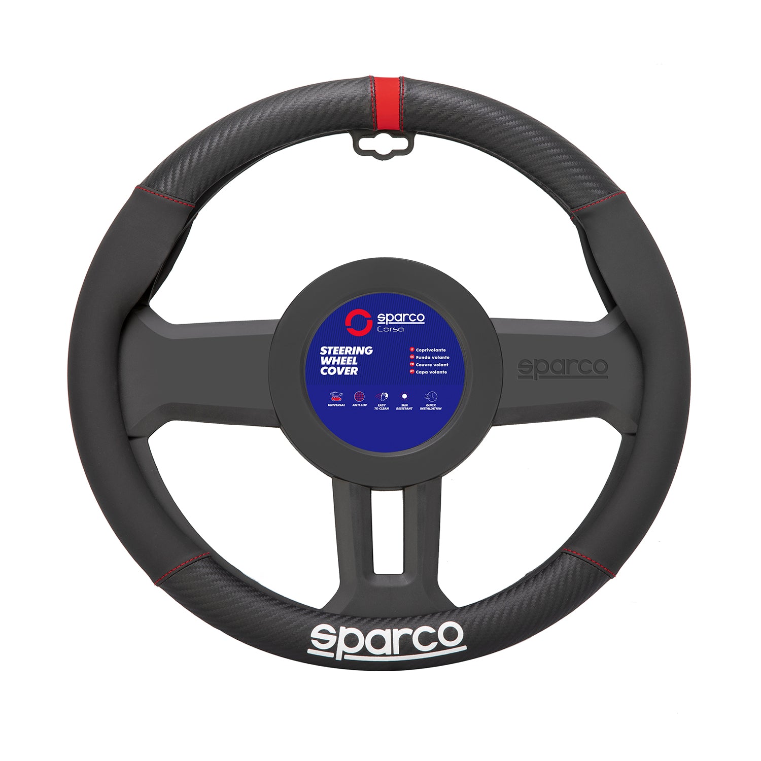 Sparco Cubierta de Para Volante de Automóvil Universal Negro Rojo Goma