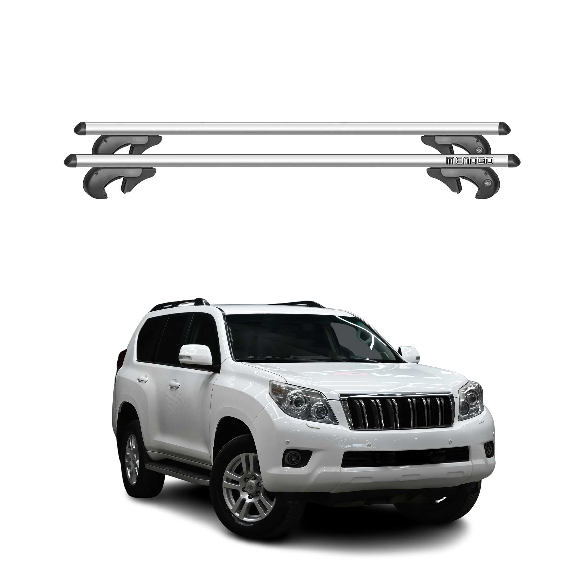 Menabo Barras Techo Coche Barra para Toyota Prado 2009-2015 Gris Aluminio 2Pza
