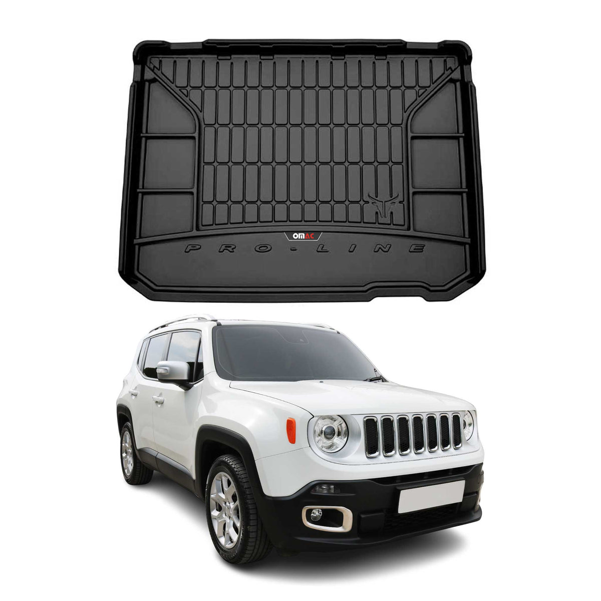 OMAC Premium Bandeja Maletero Alfombrilla para Jeep Renegade 2014-2018 Negro TPE