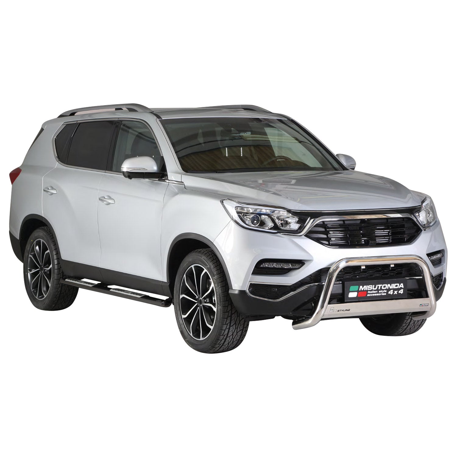 Par de Estribos Barras Laterales para Ssangyong Rexton 2018-2025 Negro Acero