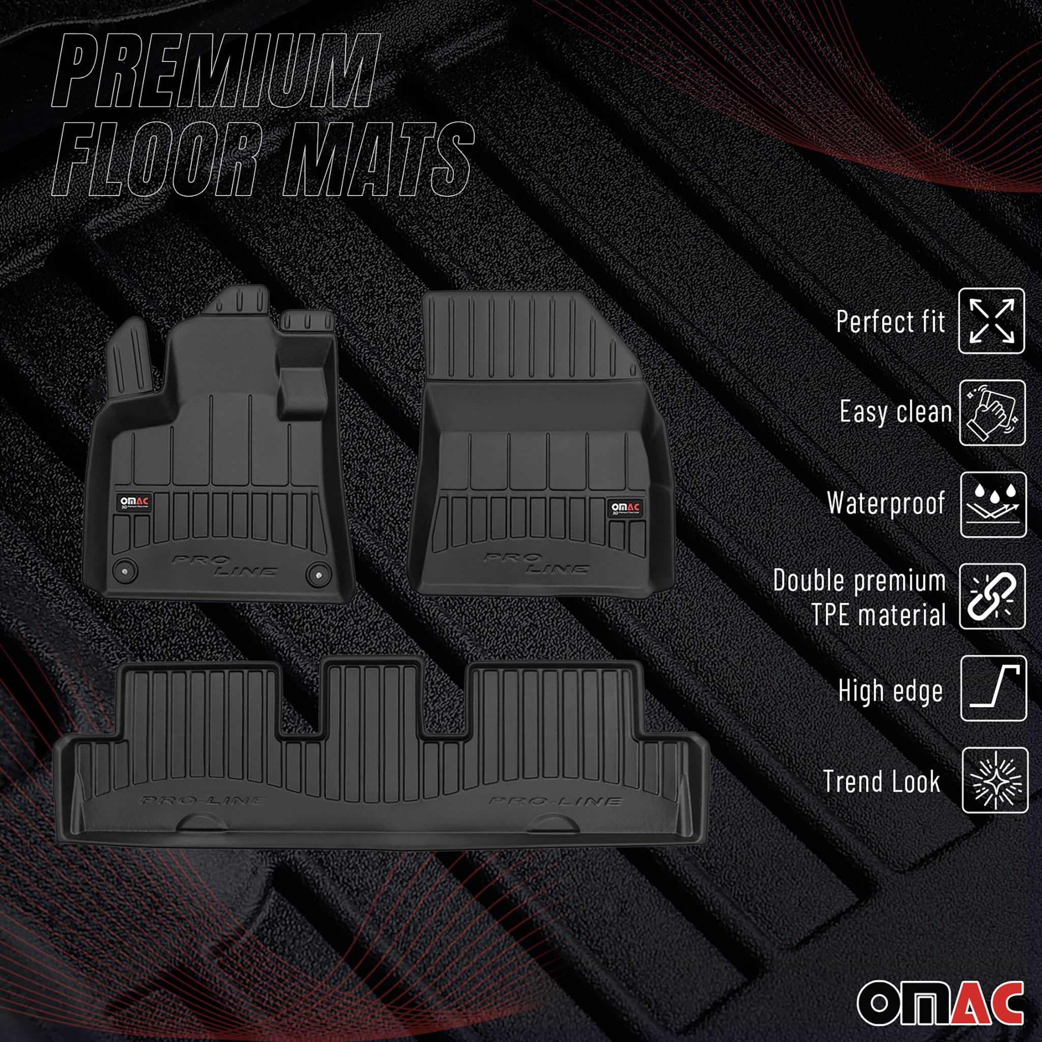 OMAC Premium Alfombrillas De Coche para Citroen C4 Picasso 2013-2019 TPE Goma 3x