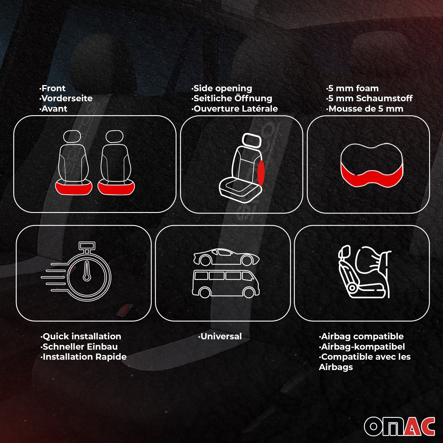 Sparco Funda de Asiento Universal Negro Asientos delanteros azules 2Pza