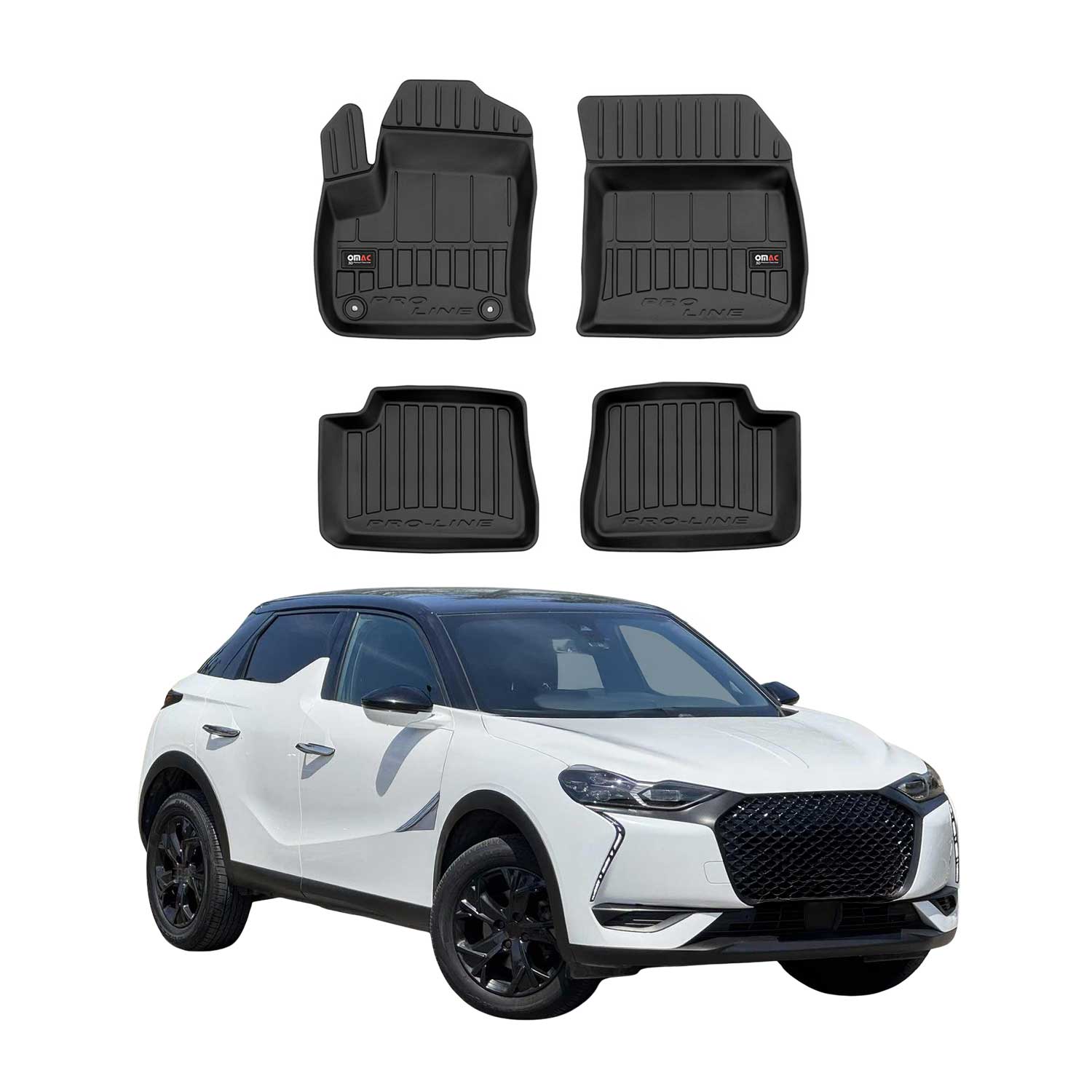 OMAC Premium Alfombrillas De Coche para DS 3 Crossback E-Tense 2018-2022 Goma 4x