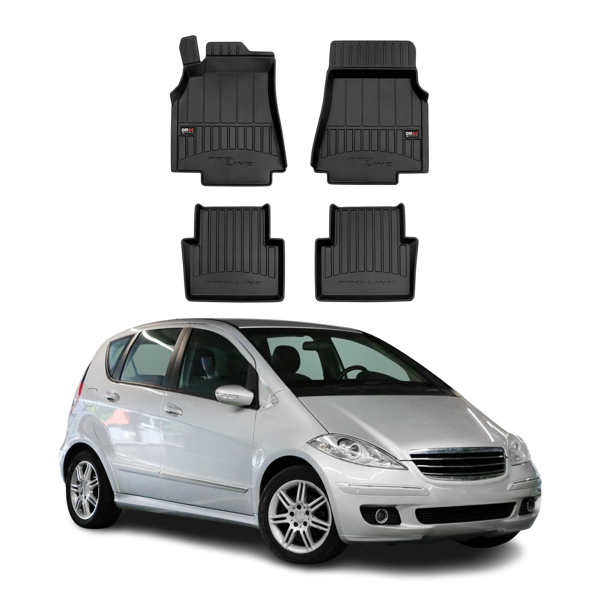OMAC Premium Alfombrillas De Coche para Mercedes A Class W169 2004-2012 Goma 4x