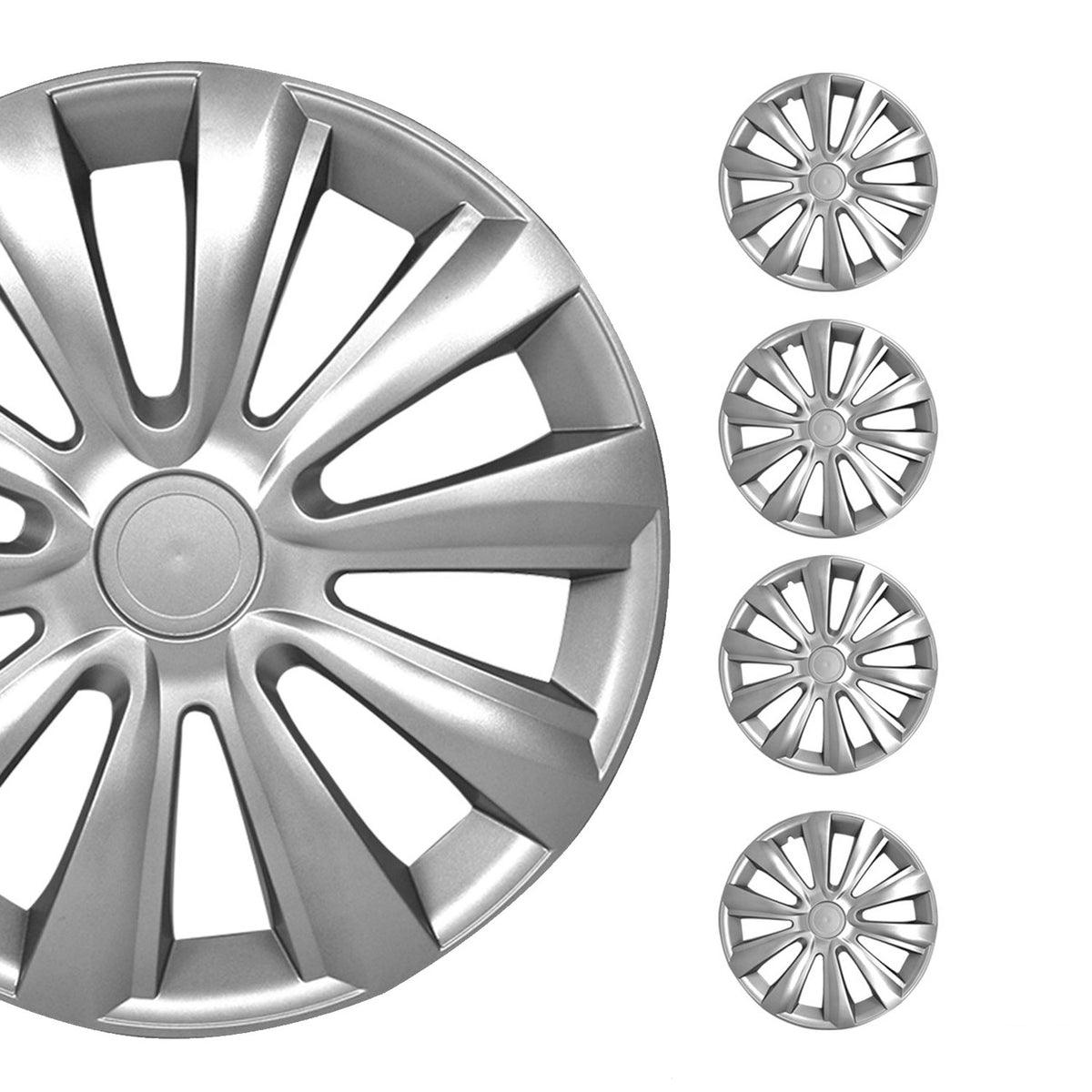 Tapacubos 16 Pulgadas Universal Automóvil Plata ABS