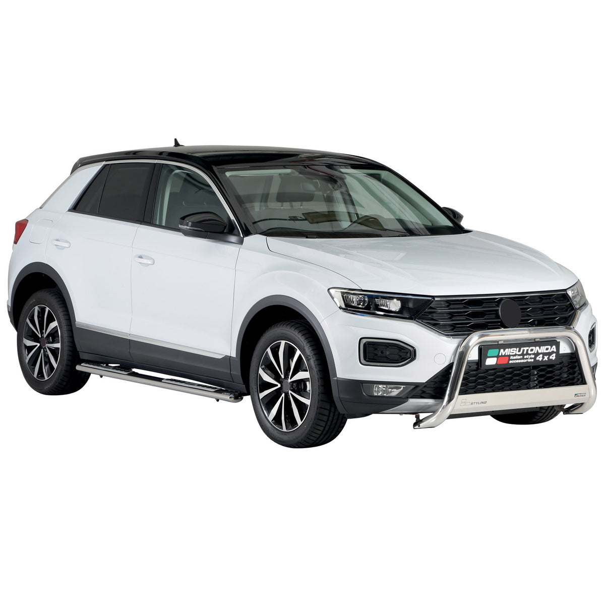 Bull Barra Frontal para VW T-Roc 2017-2025 Plata Brillante Acero 1Pza