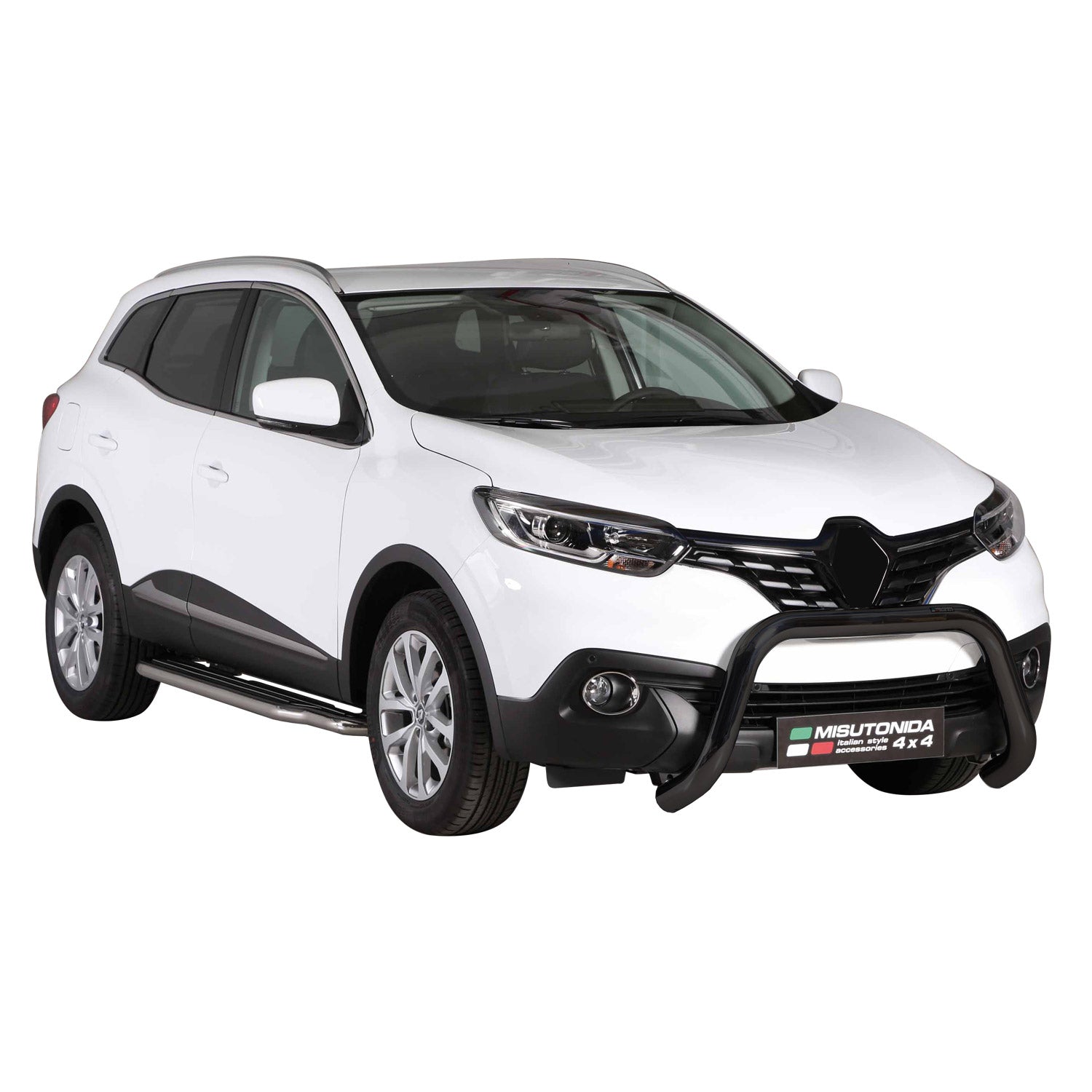 Bull Barra Frontal para Renault Kadjar 2015-2018 Negro Brillante Acero 1Pza