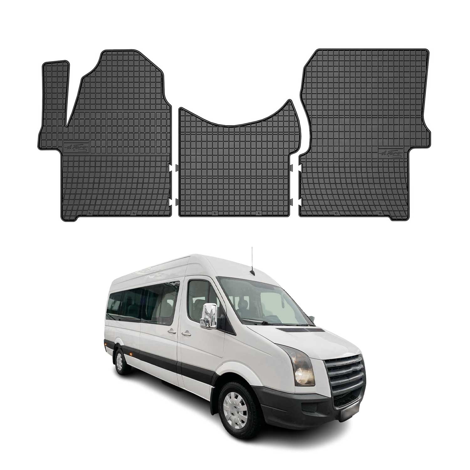 OMAC Alfombrillas De Coche para VW Crafter 2006-2016 Negro Goma TPE 3Pza