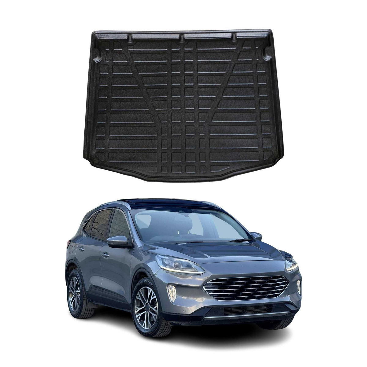 OMAC Bandeja Maletero Alfombrilla para Ford Kuga 2020-2025 Negro Goma TPE 1Pza