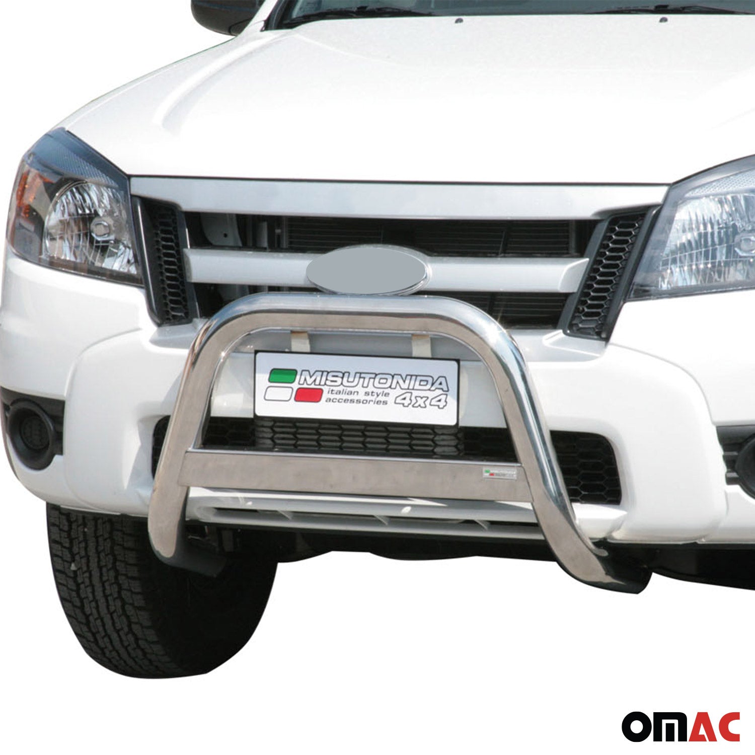 Bull Barra Frontal para Ford Ranger 2009-2011 Plata Brillante Acero 1Pza