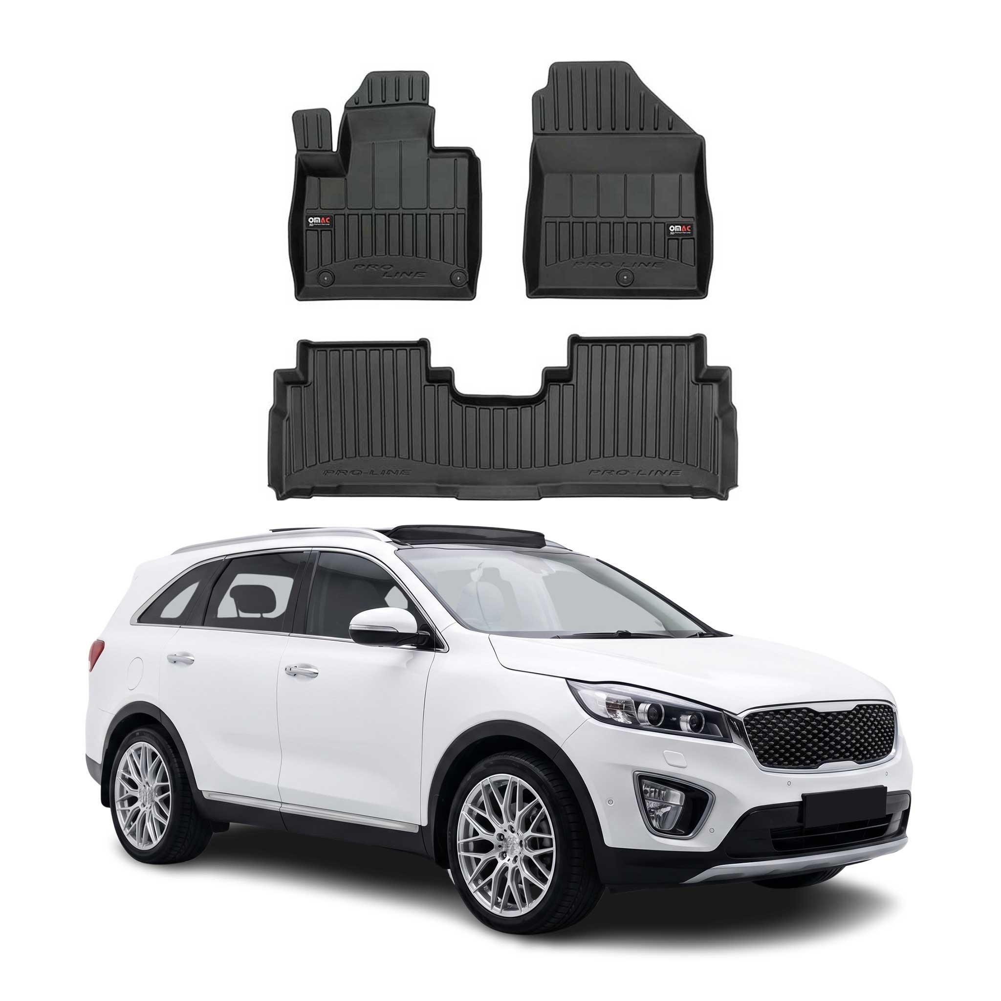 OMAC Premium Alfombrillas De Coche para Kia Sorento 2015-2020 Negro TPE Goma 3x