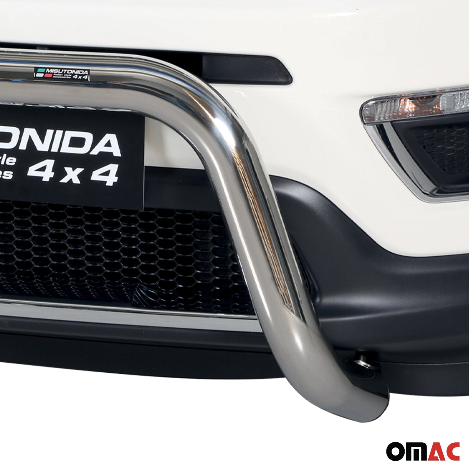 Bull Barra Frontal para Jeep Compass 2016-2021 Plata Brillante Acero 1Pza