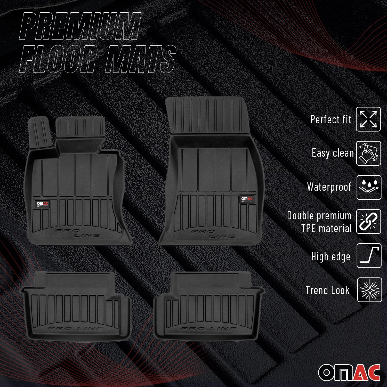 OMAC Premium Alfombrillas De Coche para BMW Serie 4 F33 Cabrio 2013-2020 Goma 4x