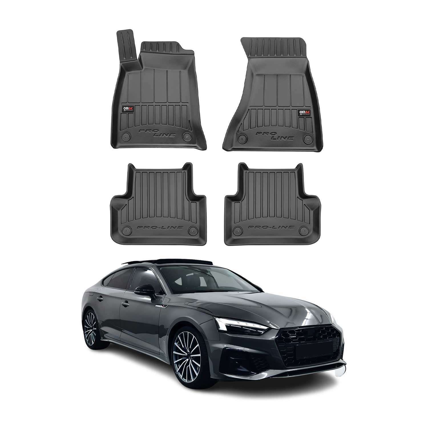 OMAC Premium Alfombrillas De Coche para Audi A5 Sportback 2016-2025 TPE Goma 4x