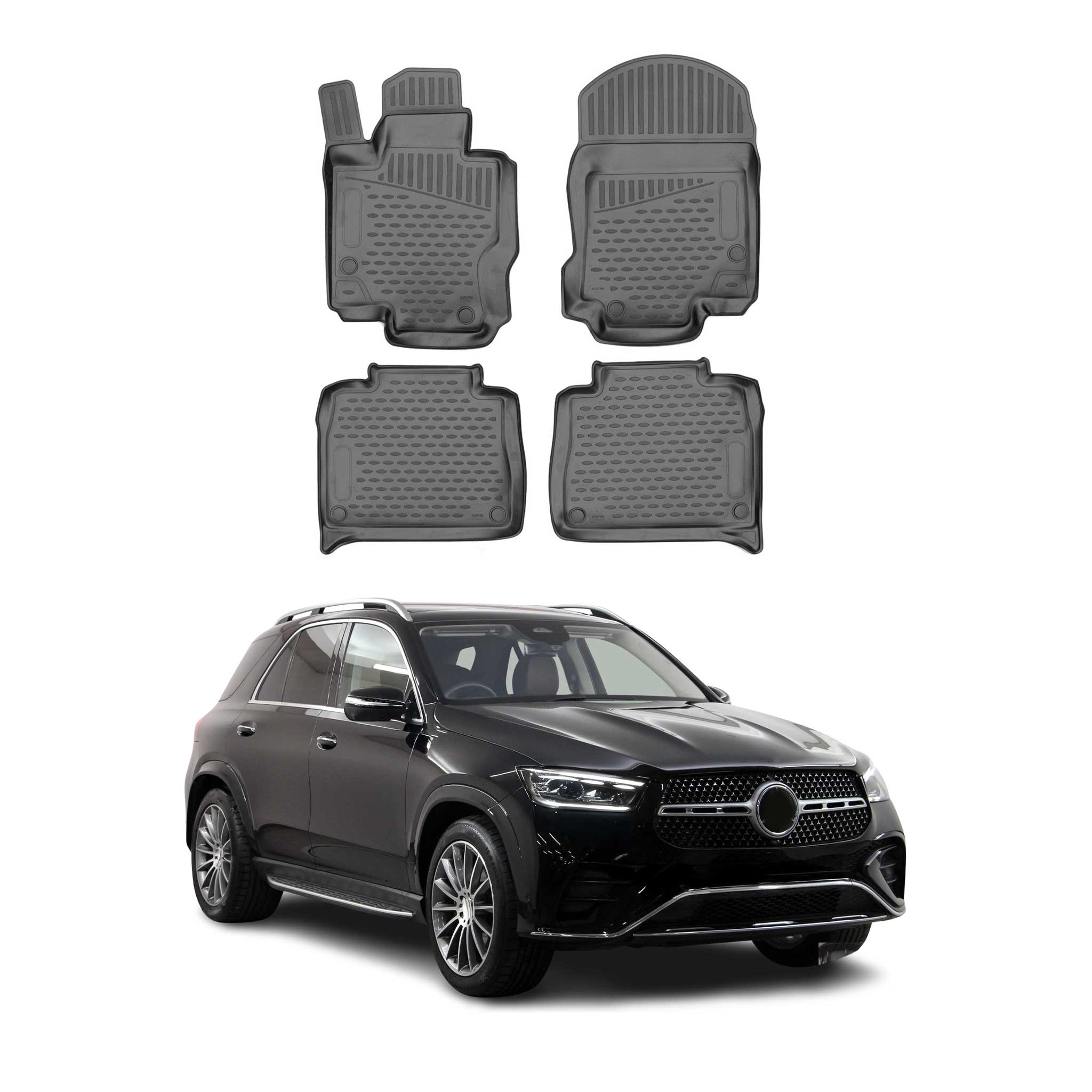 OMAC Alfombrillas De Coche para Mercedes GLE V167 2019-2024 Negro Goma TPE 4Pza