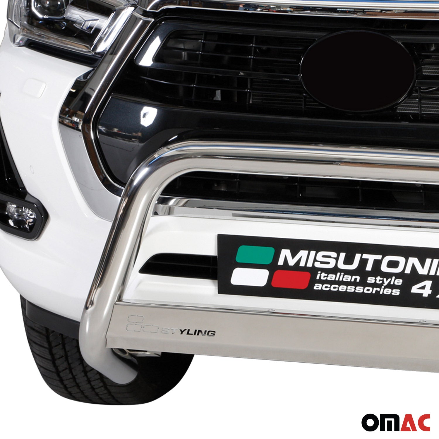 Bull Barra Frontal para Toyota Hilux 2021-2025 Plata Brillante Acero 1Pza