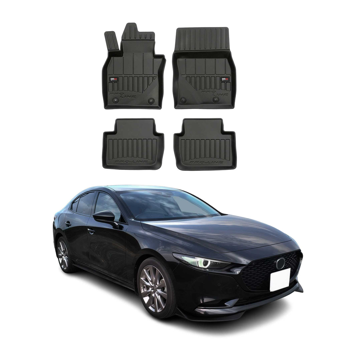 OMAC Premium Alfombrillas De Coche para Mazda 3 Hatchback 2019-2025 3D Goma 4x