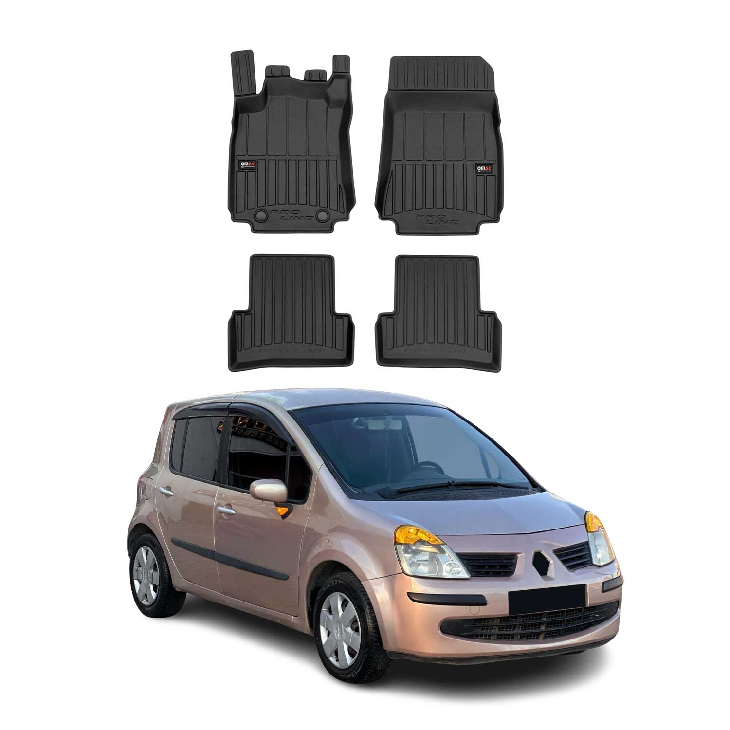 OMAC Premium Alfombrillas De Coche para Renault Modus 2004-2012 TPE Goma 4x