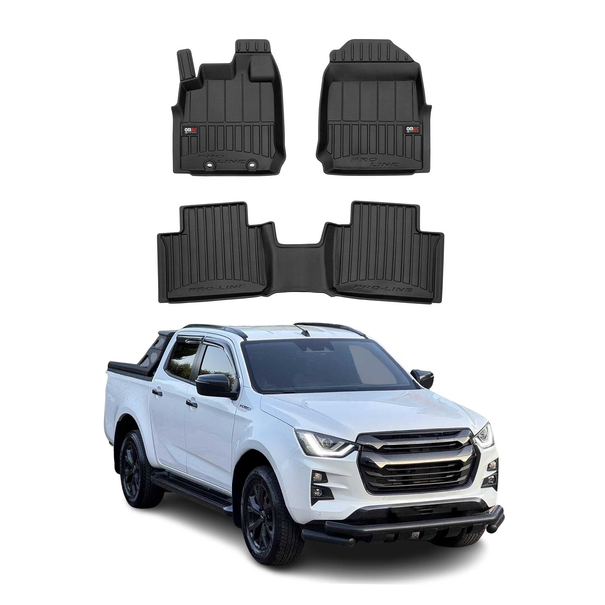 OMAC Premium Alfombrillas De Coche para Isuzu D-Max Crew Cab 2019-2025 Goma 3x