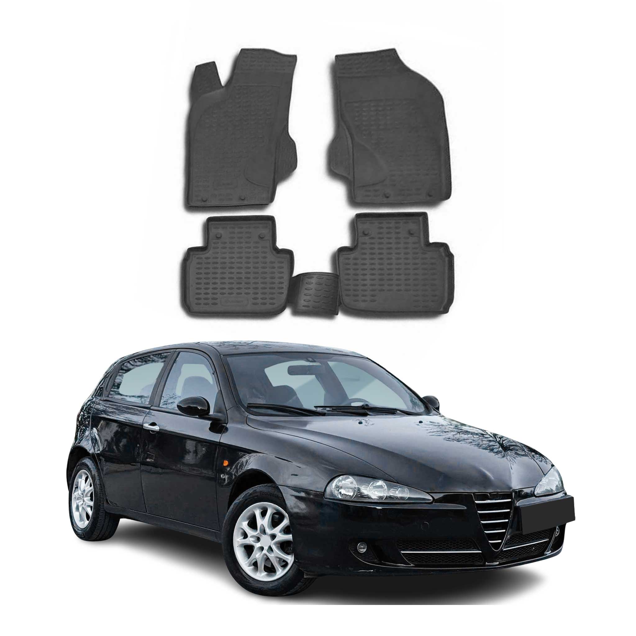 OMAC Alfombrillas De Coche para Alfa Romeo 147 156 2000-2010 Negro Goma TPE 4Pza