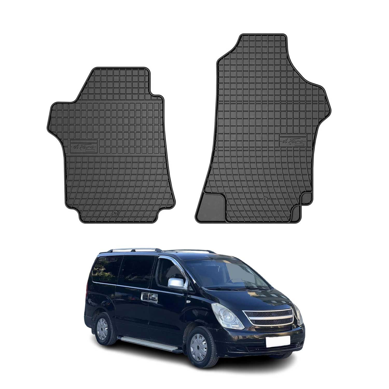 OMAC Alfombrillas De Coche para Hyundai H-1 2008-2020 Negro Goma 2Pza