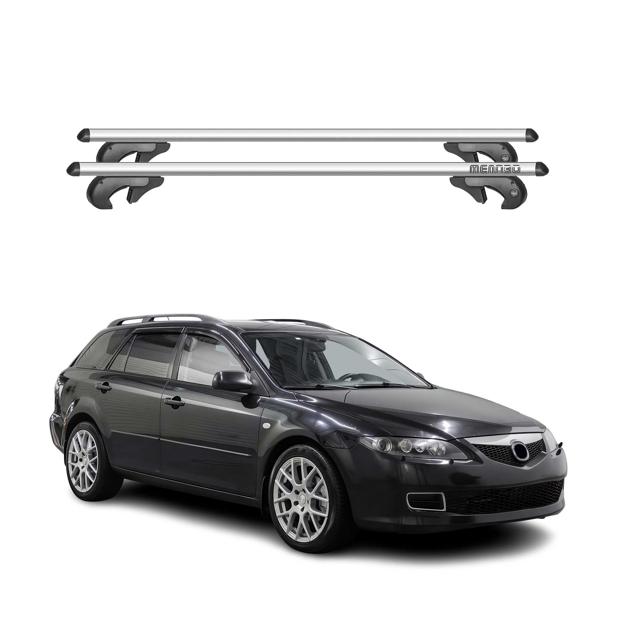 Menabo Barras de Techo Baca para Mazda 6 GG Wagon 2002-2008 Gris Aluminio 2Pza