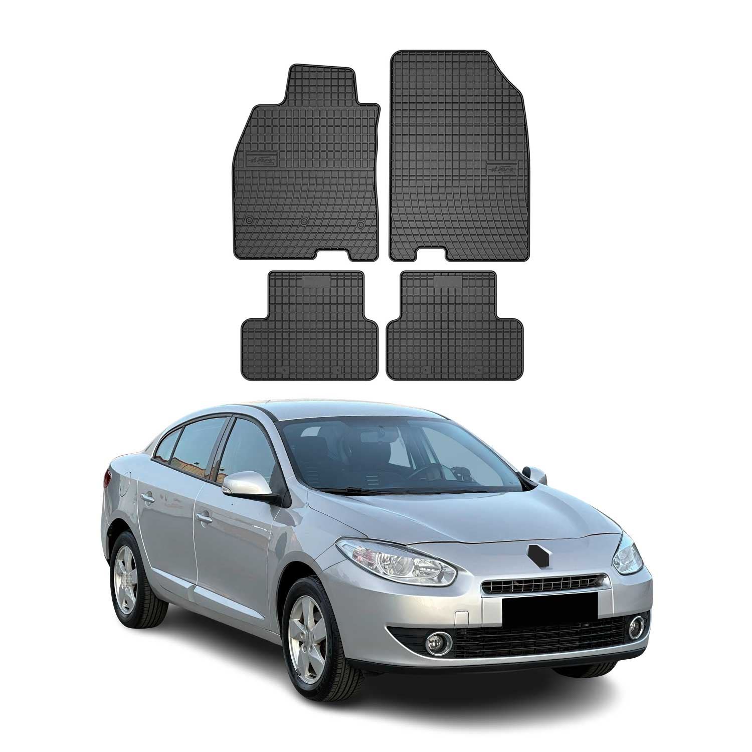OMAC Alfombrillas De Coche para Renault Fluence 2009-2016 Negro Goma 4Pza
