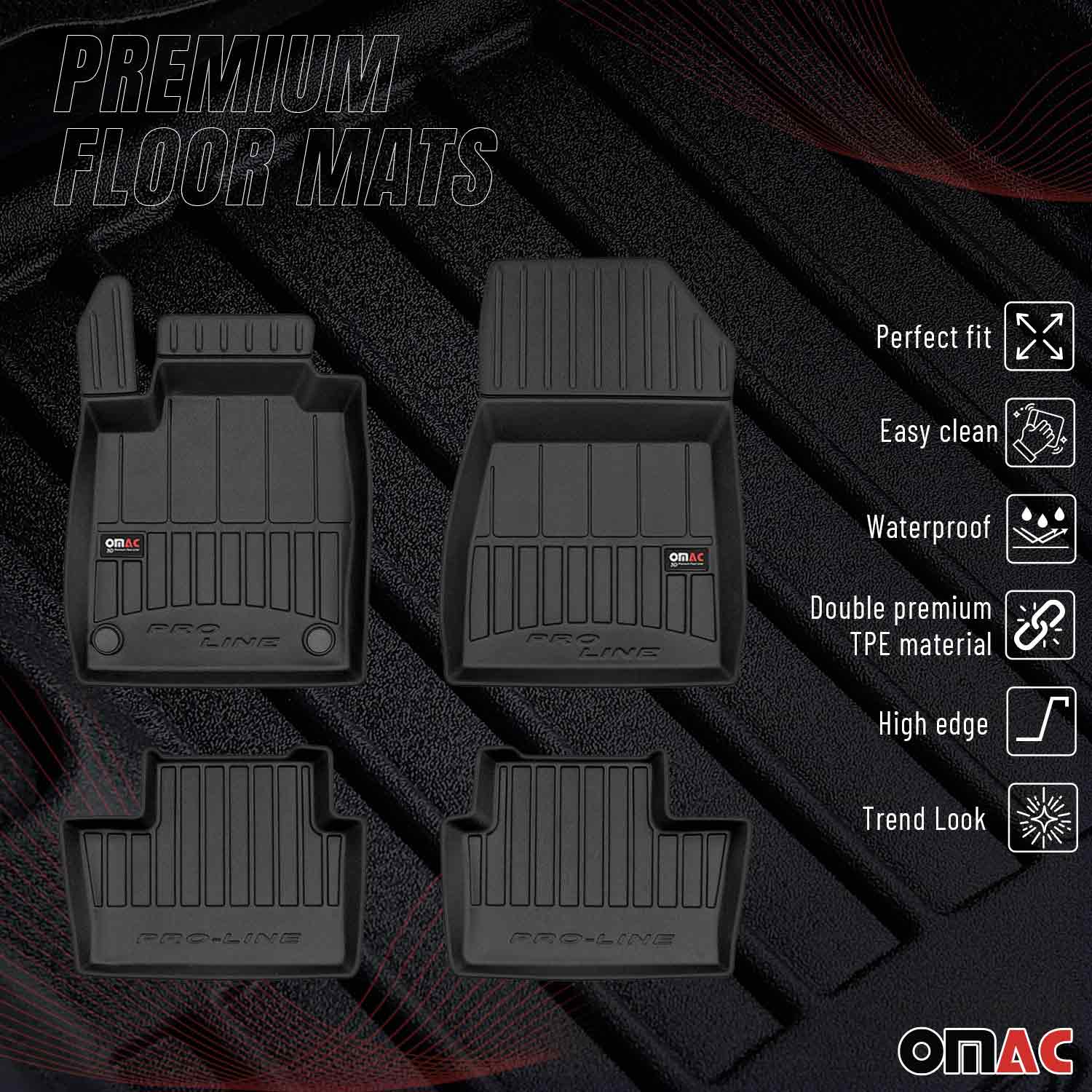OMAC Premium Alfombrillas De Coche para Nissan Juke 2019-2024 Negro TPE Goma 4x