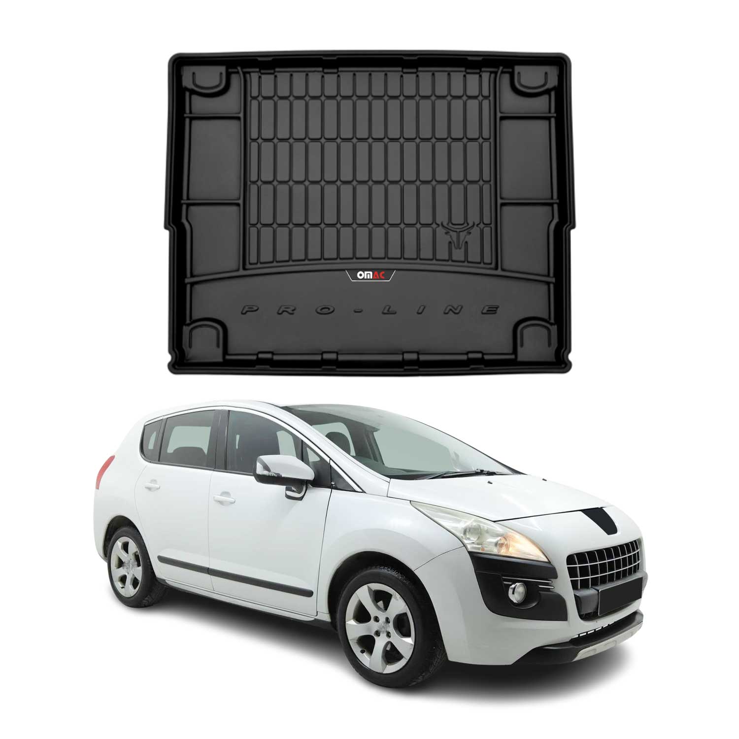 OMAC Premium Bandeja Maletero Alfombrilla para Peugeot 3008 2009-2016 Negro TPE
