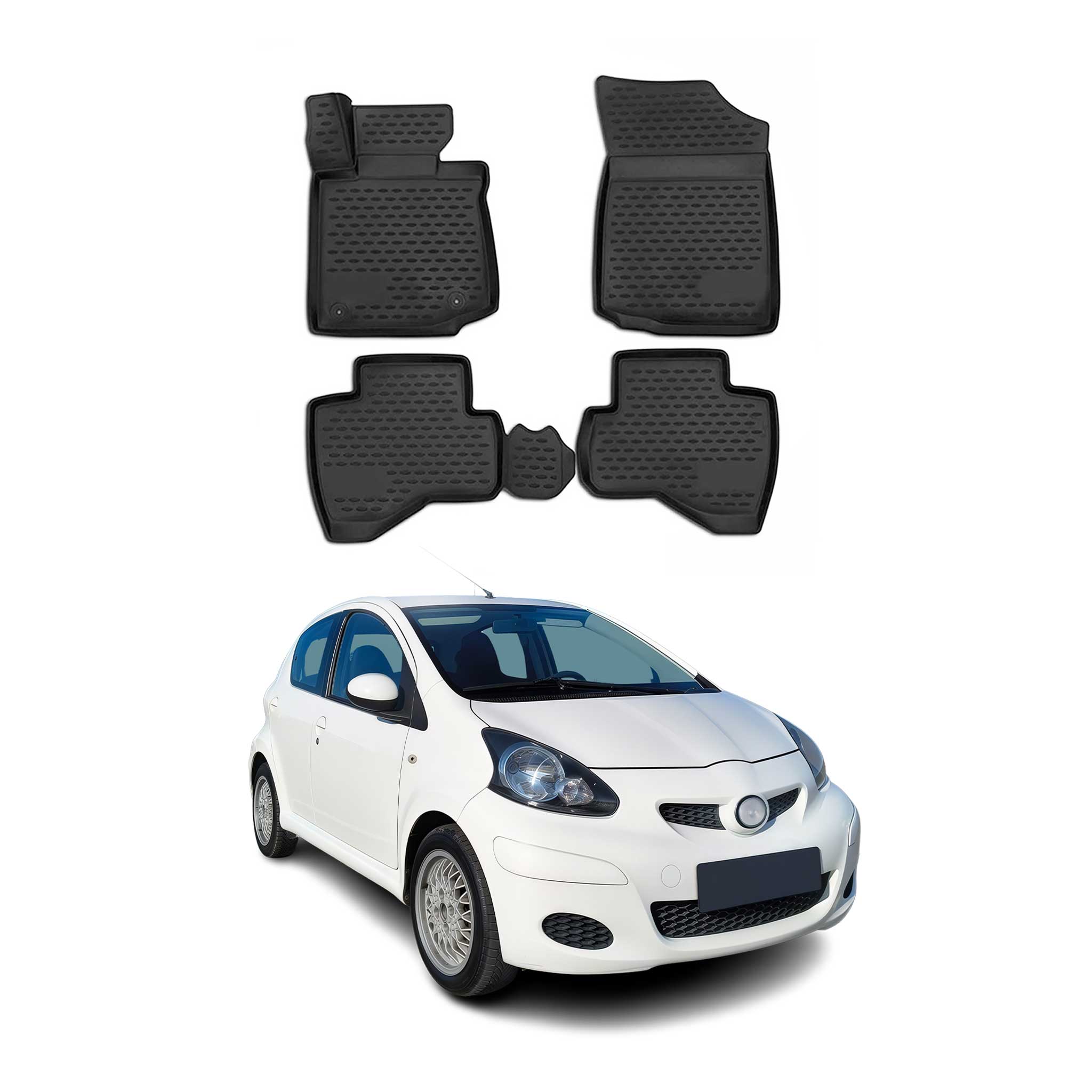 OMAC Alfombrillas De Coche para Toyota Aygo 2005-2014 Negro Goma 4Pza