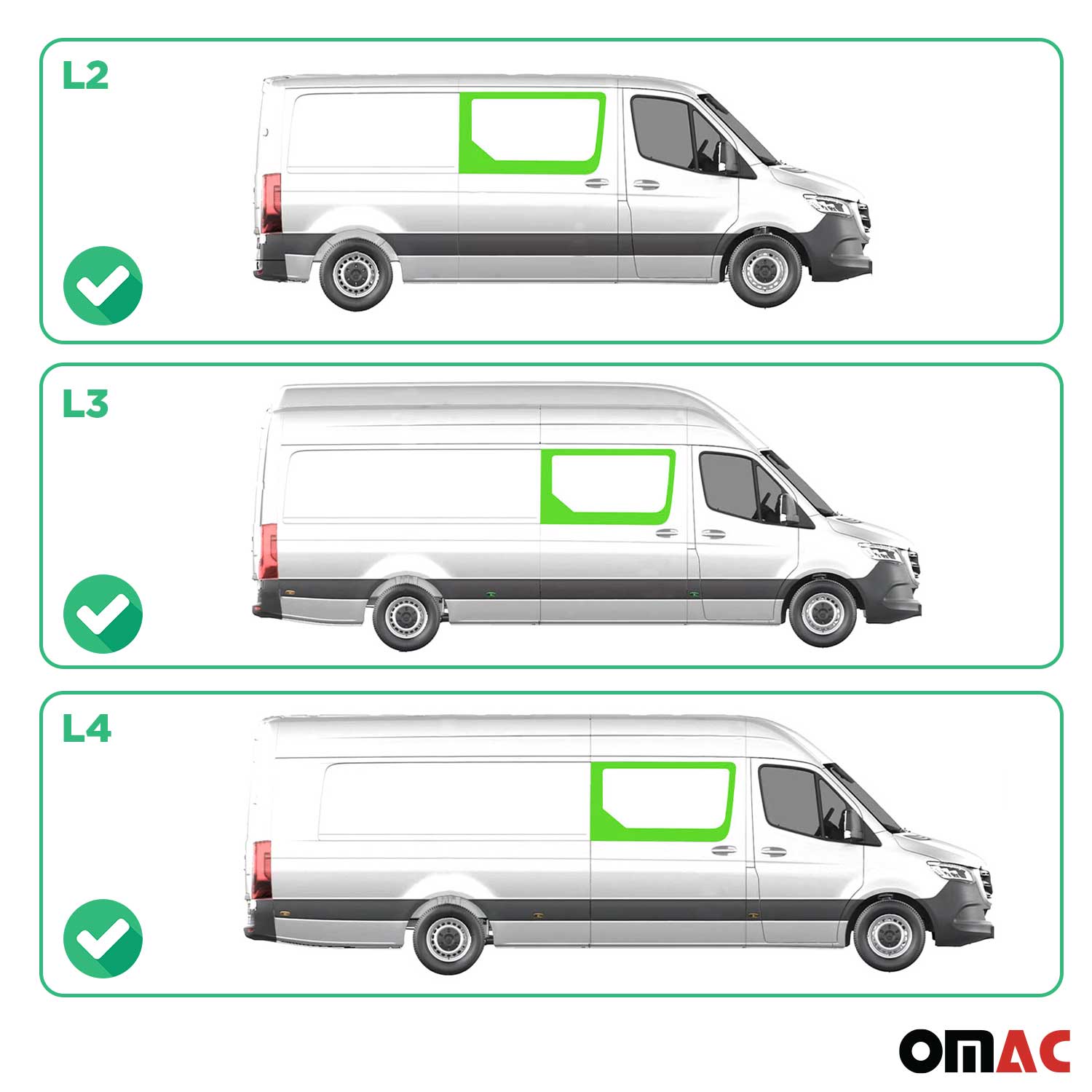 Ventana de Lateral Derecha para Mercedes Sprinter W906 2006-2018 Negro Vidrio