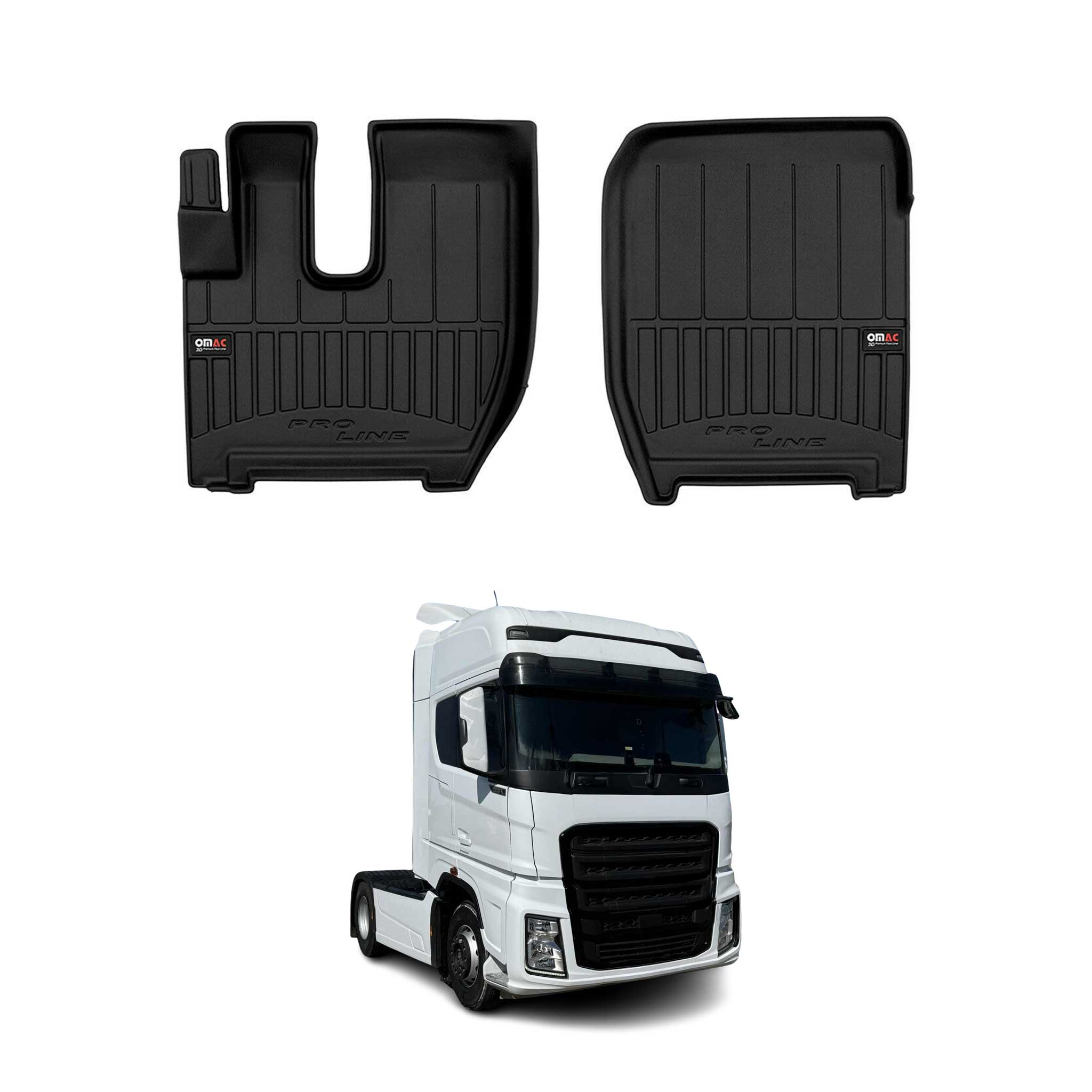 OMAC Premium Alfombrillas De Coche para Ford F-Max 2018-2025 Negro TPE Goma 2Pza