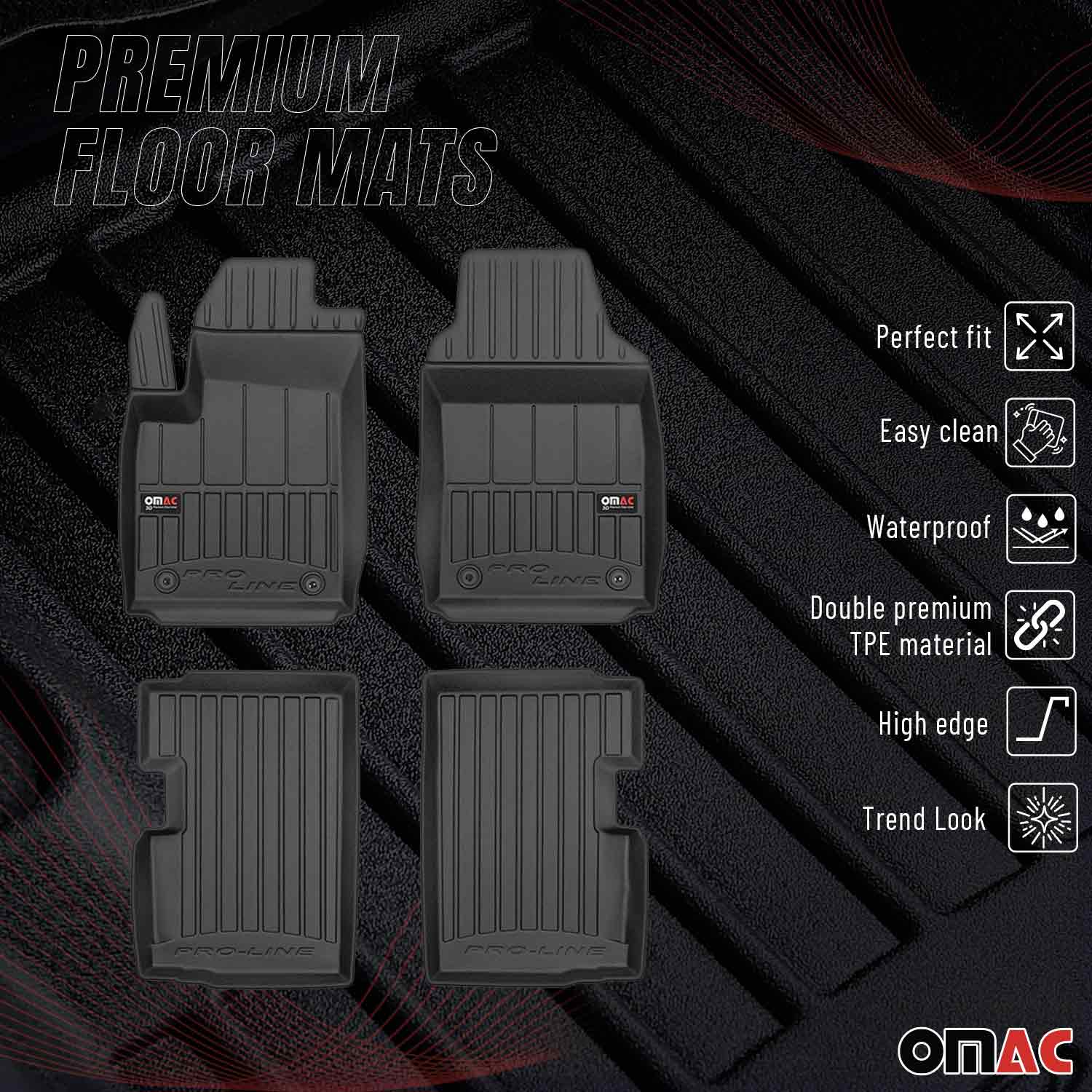 OMAC Premium Alfombrillas De Coche para Dacia Duster 2017-2024 Negro TPE Goma 4x