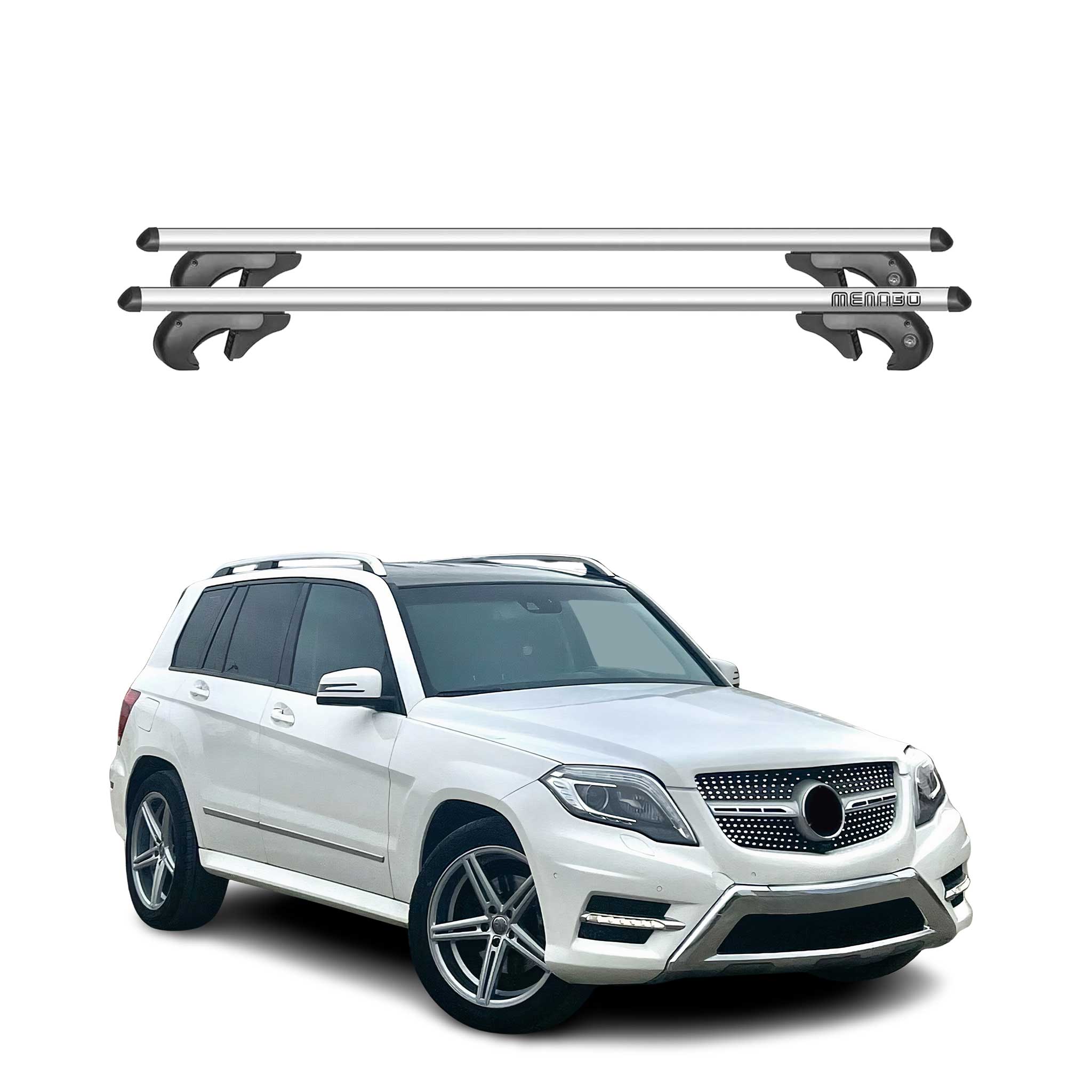 Menabo Barras de Techo Coche Barra para Mercedes GLK X204 2008-2015 Gris Alu 2x