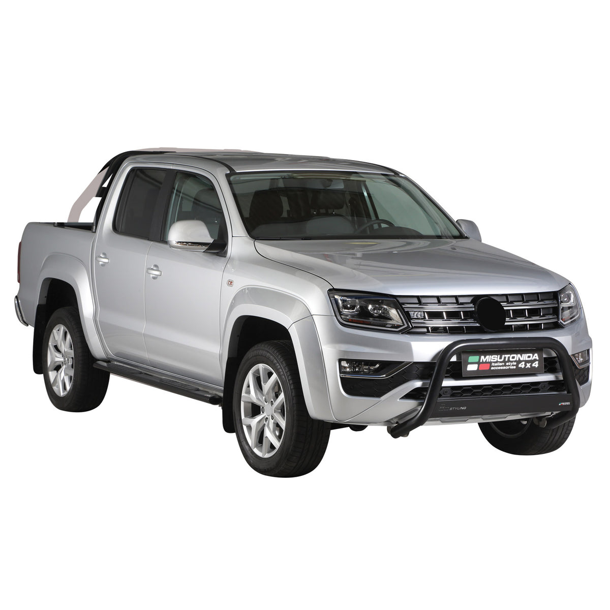 Bull Barra Frontal para VW Amarok V6 2016-2025 Negro Brillante Acero 1Pza