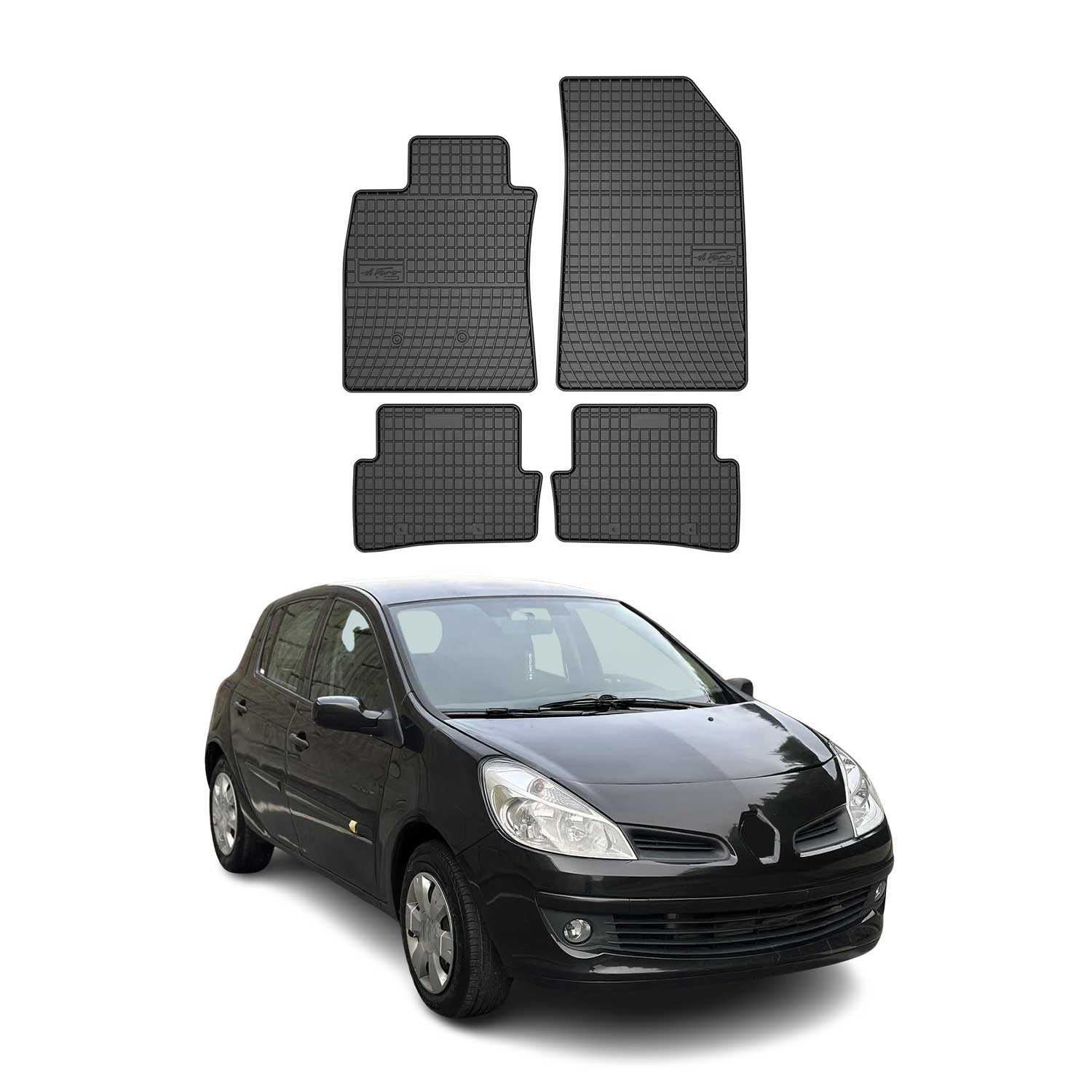 OMAC Alfombrillas De Coche para Renault Clio 2005-2012 Negro Goma 4Pza