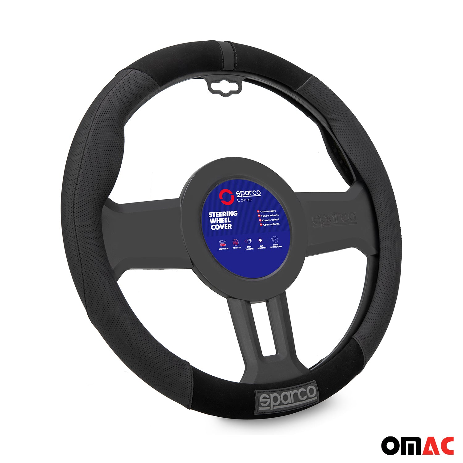 Sparco Cubierta de Para Volante de Automóvil Universal Negro Goma