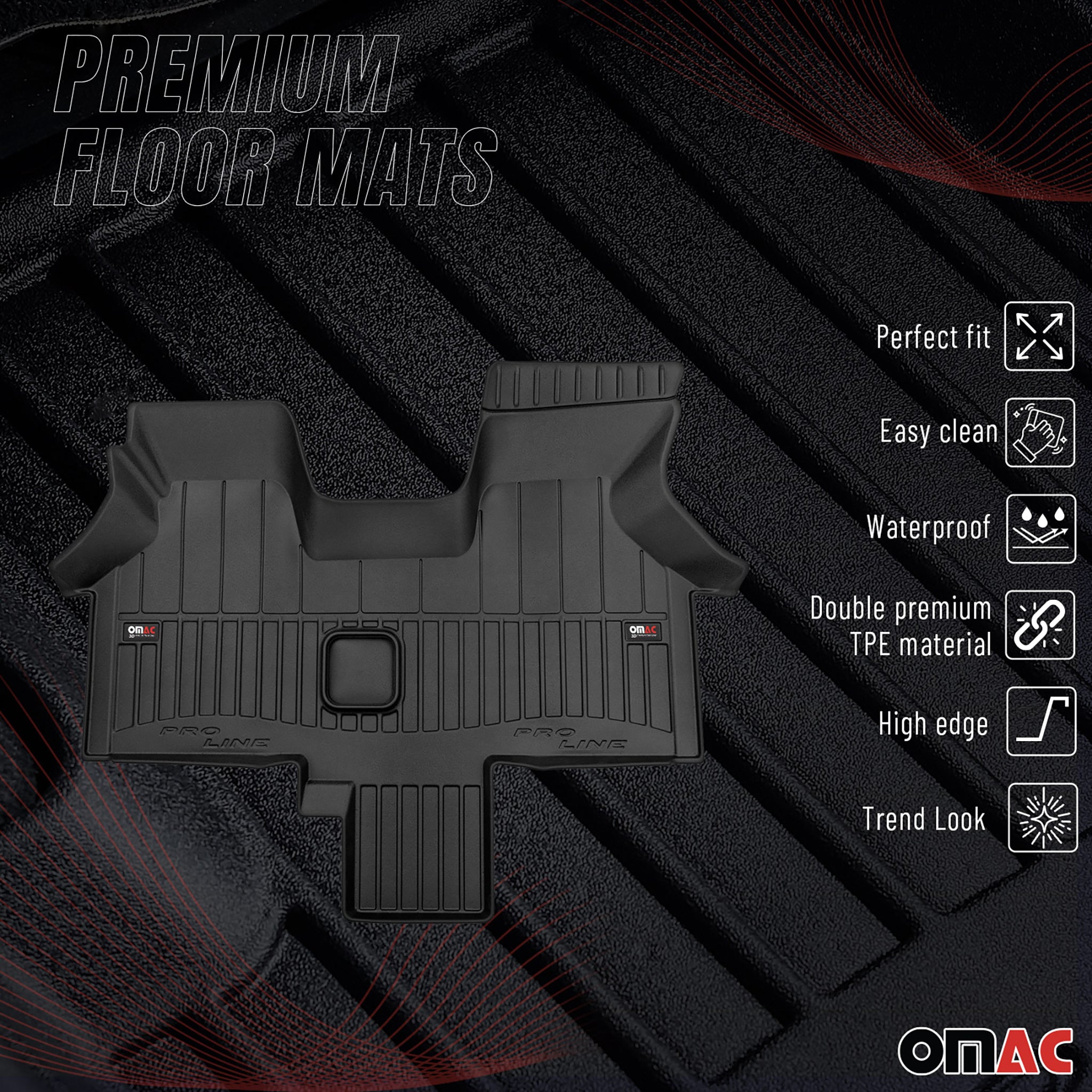 OMAC Premium Alfombrillas De Coche para VW Transporter T4 1990-2003 TPE Goma